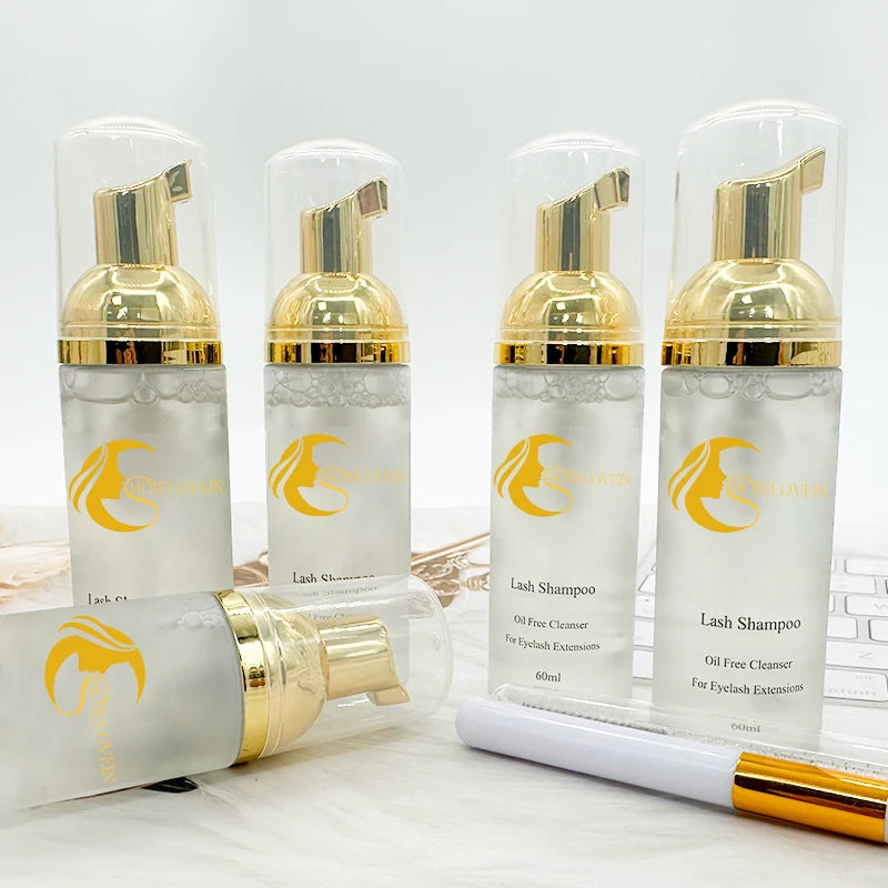 Vegan 60ml 100ml Lash Foam Shampoo Kits Deep Cleansing Eyelash Shampoo Foam Cleanser with Brush