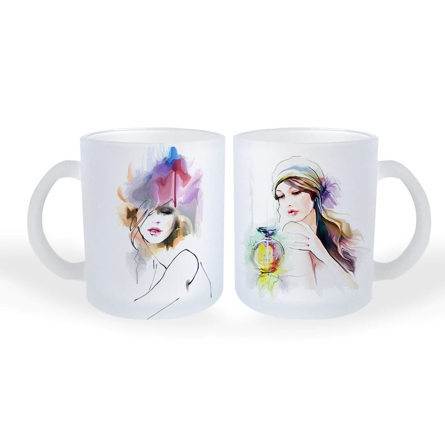 Topjlh Wholesale Personalized Logo 11oz Tea Cup Sublimation Frosted Glass Coffee Mug Glass Frosted Blank Gift Mug