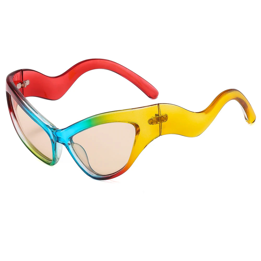 Multicolor Y2K Cat-Eye Sunglasses with UV400 Protection Fashionable White Frame Eyeglasses
