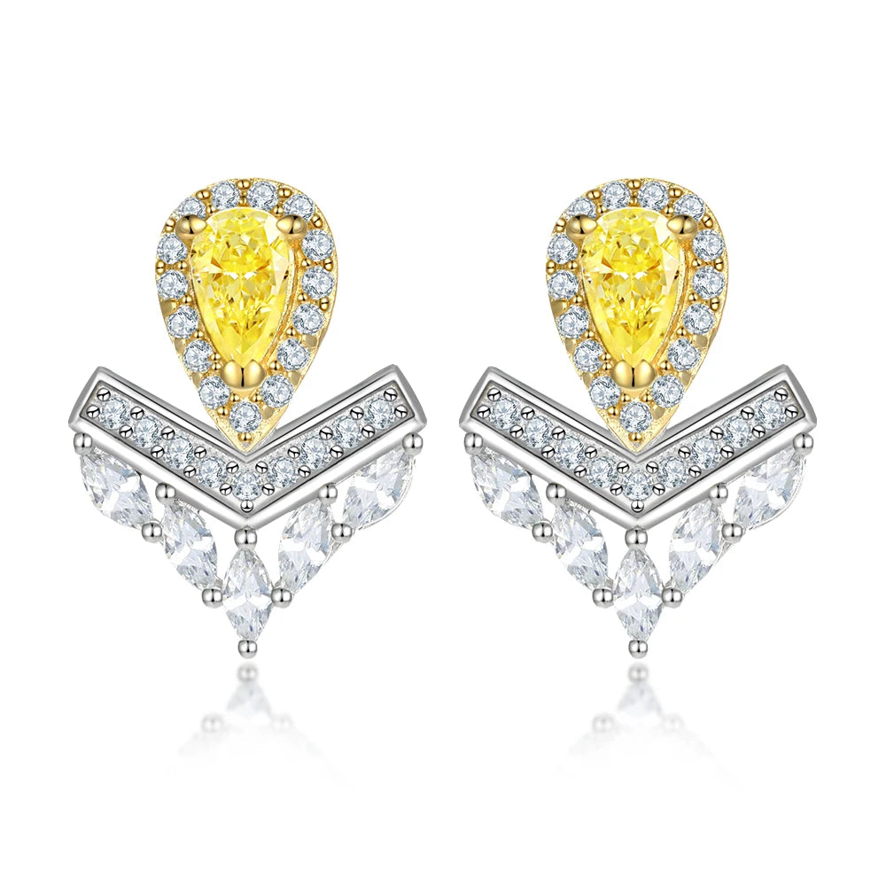Wholesale New Trendy Non Tarnish Hypoallergenic 925 Silver Pearl Stud Earrings with Yellow and White Zircon Jewelry