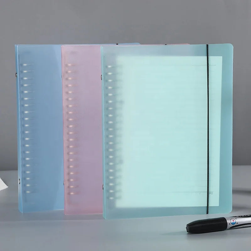 Creative Makaron 26-Hole Detachable Notepad A5 B5 Simple Color Frosted PP PVC 20-Hole Notebook Magnetic Loose-leaf 20 Hole
