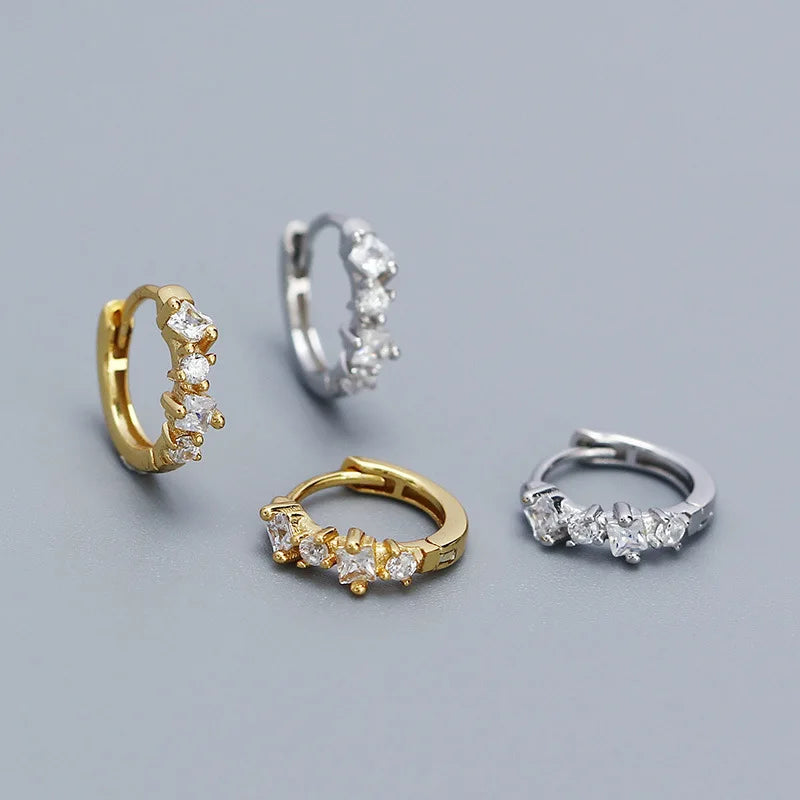 Fashion Jewelry 925 Silver Hoop Earring Women 18K Gold Plated Sterling Silver Hoop Earrings with Zircon Luxury Jewelry Women