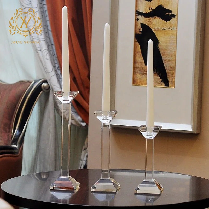 European Romantic Dinner Table Crystal Candle Holders Modern Minimalist for Wedding Home Decoration by Mank Wedding
