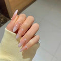 Factory Wholesale 24Pcs ABS Finger French Elegant Pearl False Nails Press on With Nail Glue