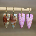 Natural Sea Sediment Jasper Drop Earrings for Women 18K Gold Plated Natural Gemstone Dangle Bohemian Earrings