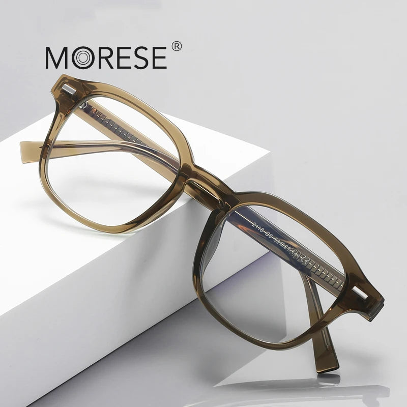 MORESE 2118 Vintage Rectangle Computer Reading Glasses Anti-Blue Light Blocking TR90 Optical Frames for Unisex Adults