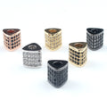 3pcs/bag Metal Brass Micro Pave CZ Beads Triangle Shape Crystal Zircon Spacer Beads For Jewelry DIY Bracelet