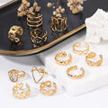 HOVANCI Stainless Steel Finger Rings for Women Jewelry Adjustable Gold Plated Waterproof Hollow Texture Heart Finger Rings
