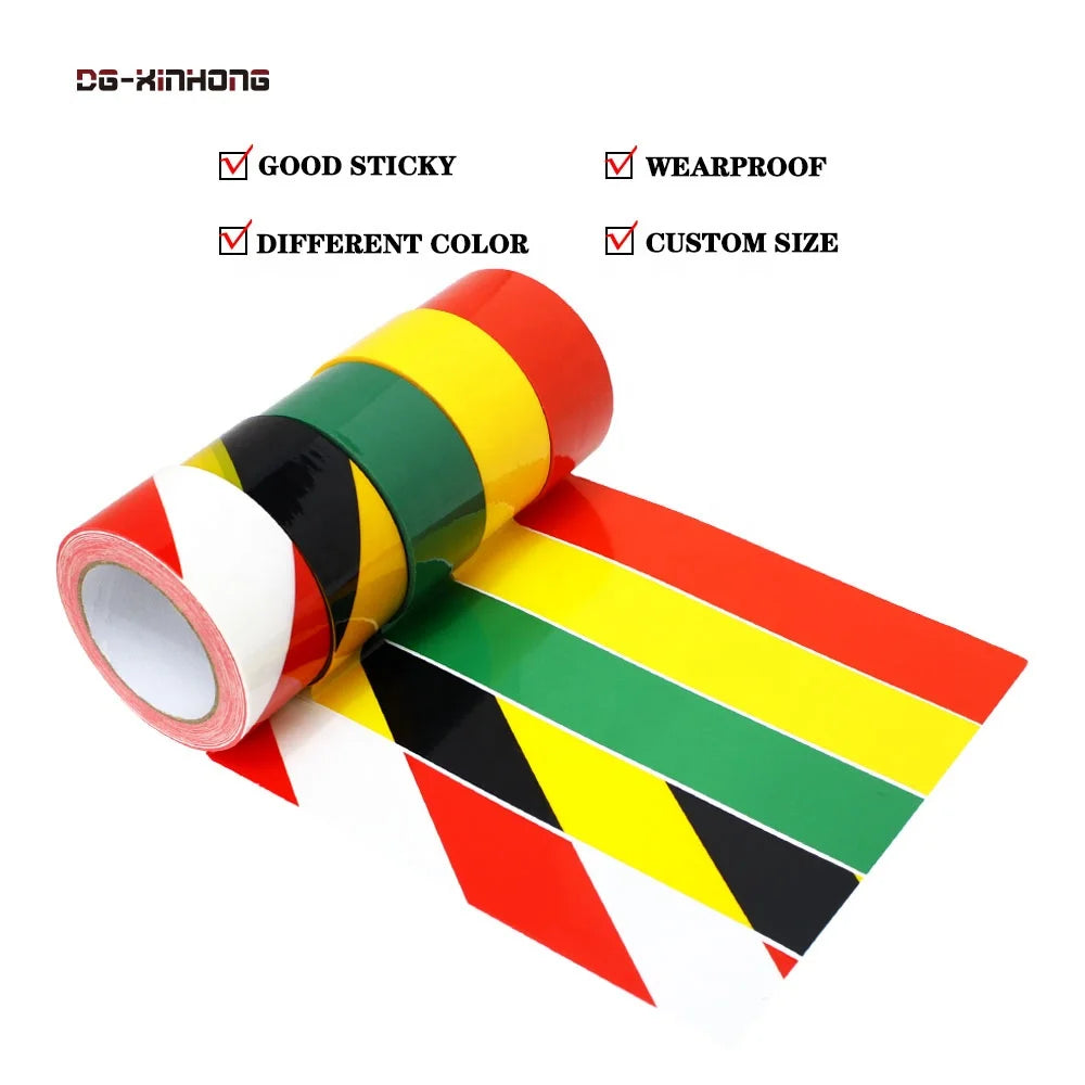 High Viscosity Custom Color Waterproof Recyclable Stripe PET and PVC Film 5S Floor Marking Safety Warning Caution Adhesive Tape MegaBDM