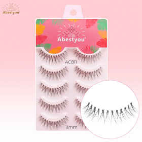 Abestyou Professional Salon 3D Faux Mink Synthetic Hair Handmade False Eyelashes Natural Style Clear Band Full Strip