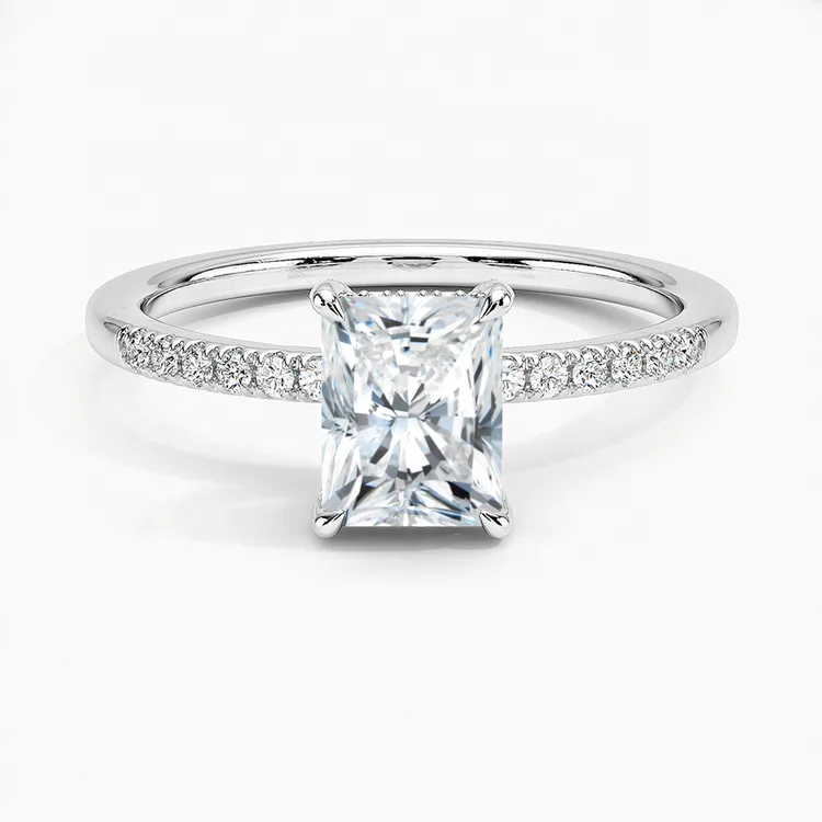 Proposal Engagement Wedding Ring for Her 18k Gold 2ct Radiant Cut Anniversary Bridal  Wedding Set Diamond Couple Ring
