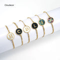 Fashion Women's Figaro Chain Stainless Steel Shell Initial Alphabet Charm Bracelet Letter M H 18K Gold Plated Wedding Gift