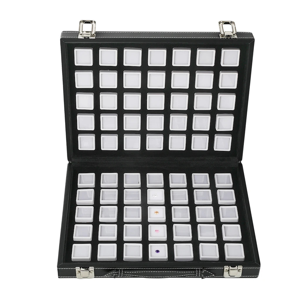 DK21675-70 GemTrue Brand Plastic Material Gemstone Display Boxes in a Lockable Carry Case