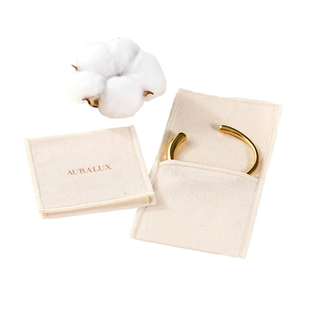 Prolucky Custom Logo Luxury Foldable Rectangle Organic Cotton Flap Jewelry Pouches Eco-Friendly Envelope Packaging Fine Jewelry