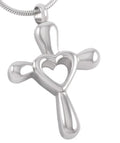 Stainless Steel Silver Plated Vintage Charms Hollow Heart Cross Memorial Ash Keepsake Urn Pendant Jewelry Necklace Casket