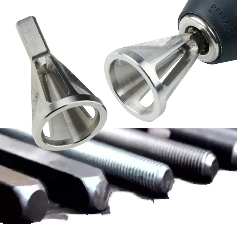 Stainless Steel Drill Bit Deburring External Chamfer Tool Hex Bolt Thread Metal Drilling Tools Accessory Removes Burr Repair