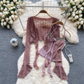 Summer Y2K 2 Piece Set for Women Halter Sleeveless Crop Top and Knitted Dress Set Ropa Wholesale