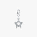 925 Sterling Silver Small Pendant Sparkling Hollow Stars Clear CZ Charm Fit Bracelet DIY Fine Jewelry for Women