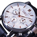 Top Jaragar Men's Automatic Mechanical Watch Luxury Calendar Week Ripple Design Clock Waterproof Leather Men Wrist Watches
