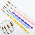 5-Piece Salon Nail Art Set with Synthetic Hair Brushes UV Gel Carving Pens Plastic Handles for Professional Nail Painting Design
