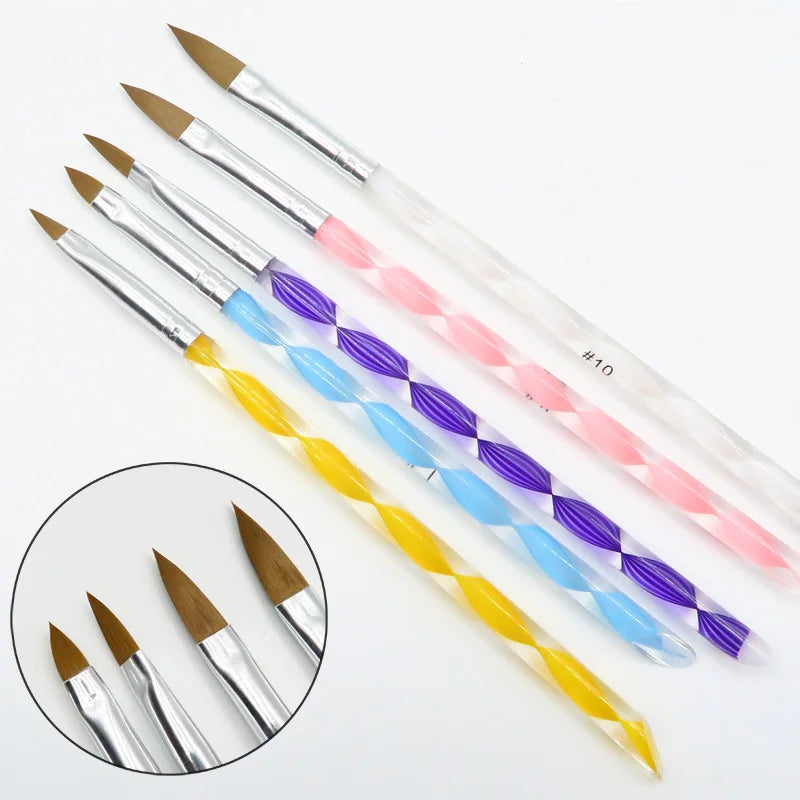 5-Piece Salon Nail Art Set with Synthetic Hair Brushes UV Gel Carving Pens Plastic Handles for Professional Nail Painting Design