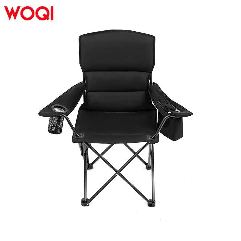 WOQI Unique Design Folding Lawn Chair with Cooler Bag and Side Pocket Built-In Cup Holder for Outdoor Camping and Hotel Use