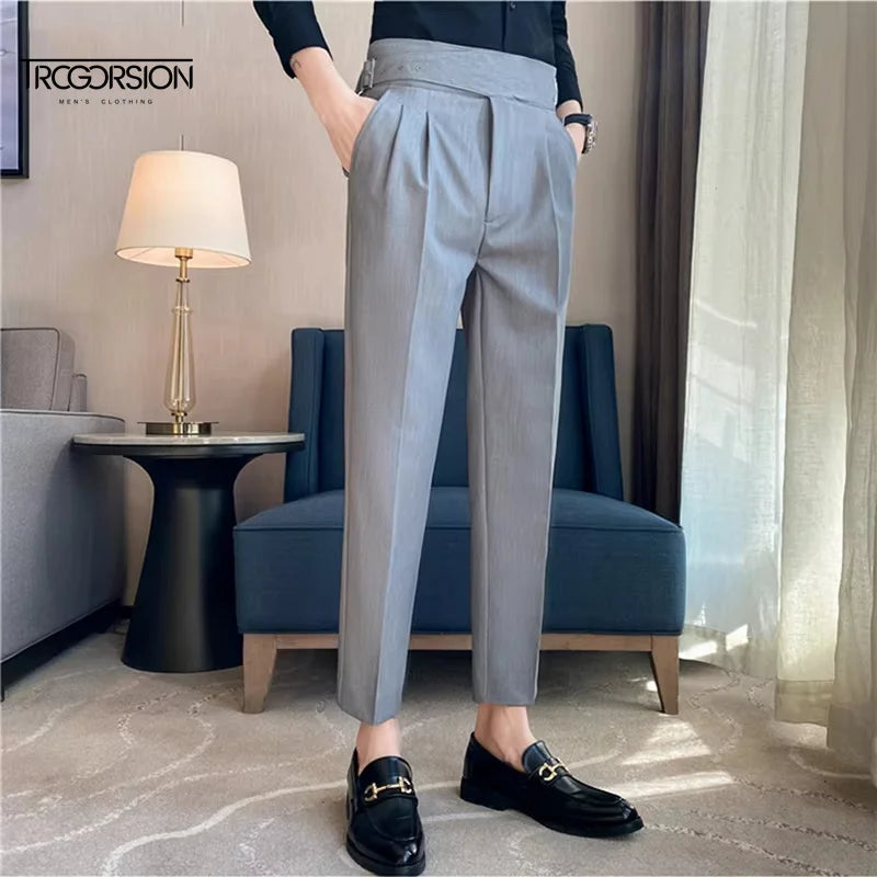 Naples Parisian Wholesales Business Fashion Mens Breathable Pleated Waist Logo Plus Size Outdoor Work Trousers