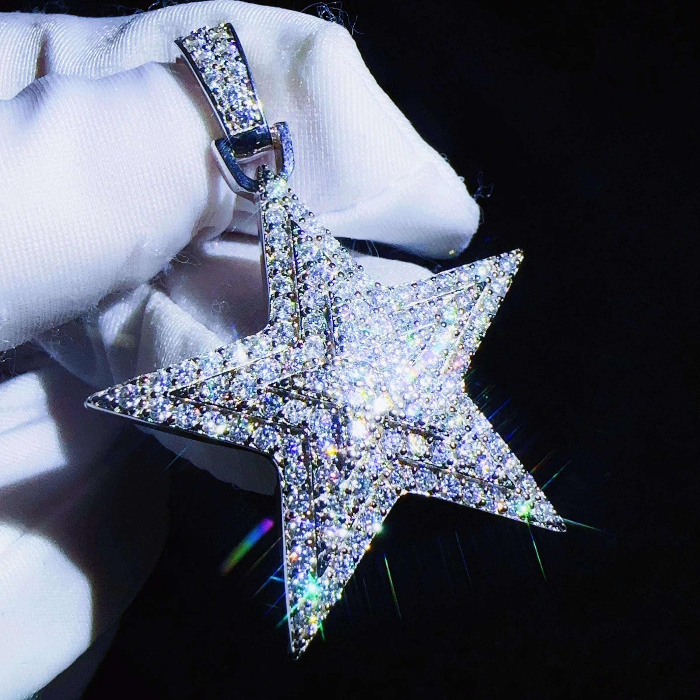 Fine Moissanite Jewelry Hip Hop Pendant 925 Sterling Silver NECKLACE Iced Out VVS Diamond CHAIN Star Pendant