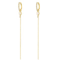 Gemnel 925 Sterling Silver 18k Gold Opal Diamond Long bar Chain Threader Linked Huggie Earrings