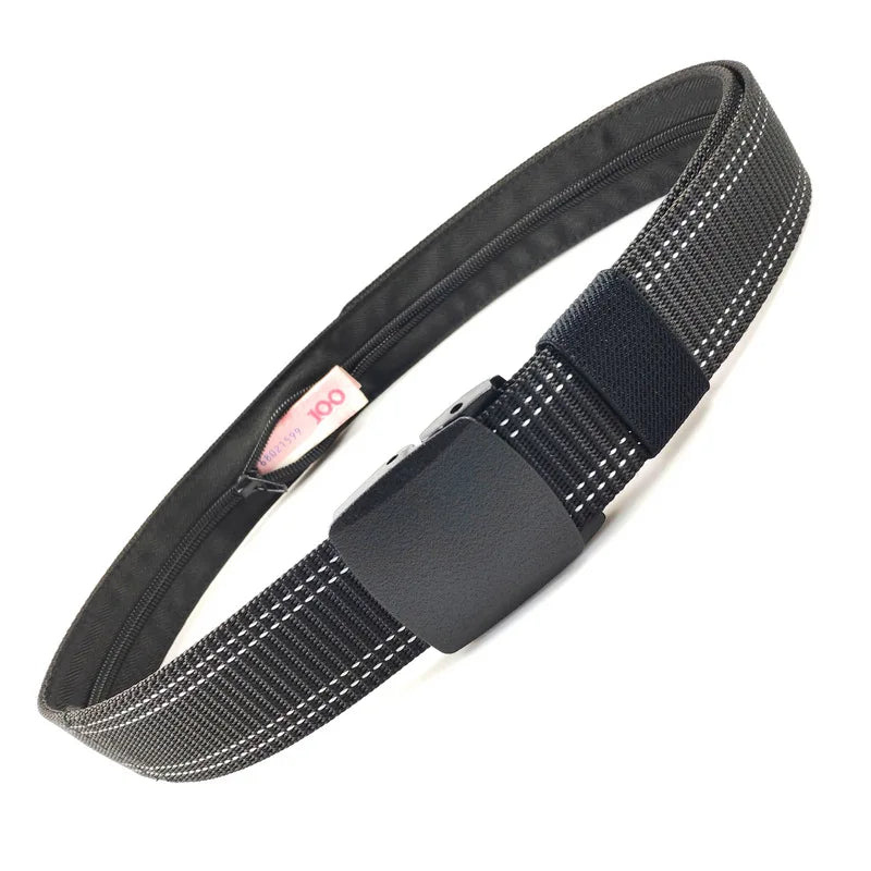 Non-metal Buckle Tactical Travel Money Belt - Hidden Pocket Concealed Nylon Belt for Man