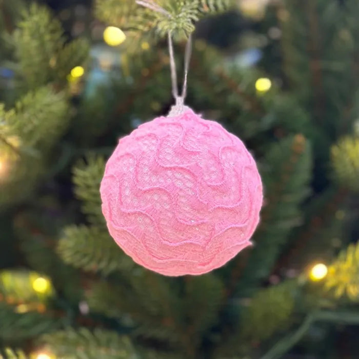 10cm/2pcs & 8cm/3pcs OEM Brand Christmas Tree Hanging Ball Ornaments with Petal Feather Design and Circle Foam Shape