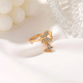 Hot Selling Layered Diamond Open Rings Adjustable Gold Plated CZ Butterfly Knot Rings Sets for Women