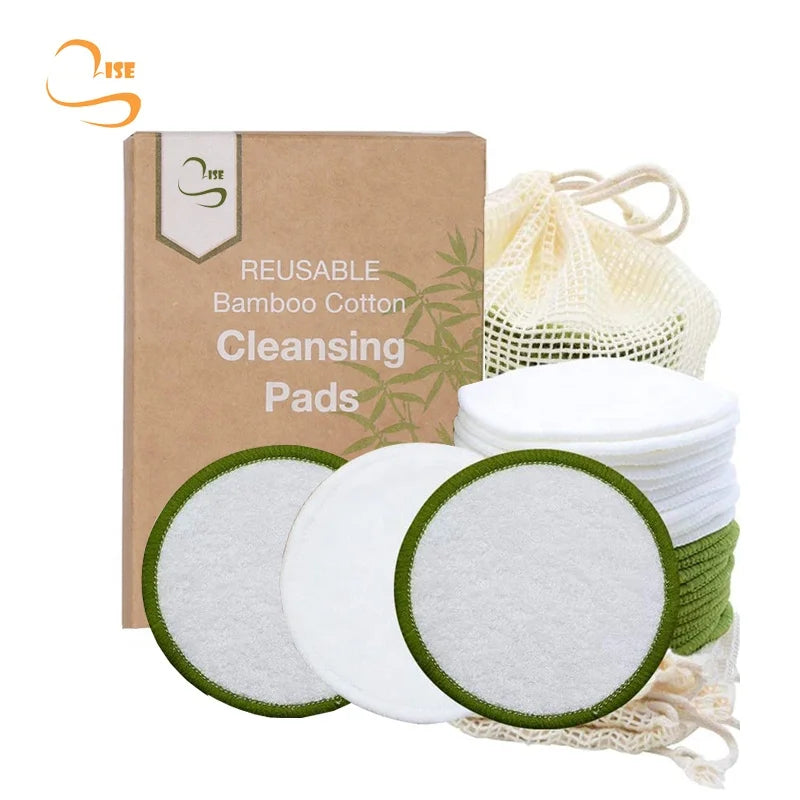 All Skin 3.15" Round Bamboo Terry Facial Cleansing Pads Chemical Free Soft Women Reusable Makeup Remover Scrub Wipes