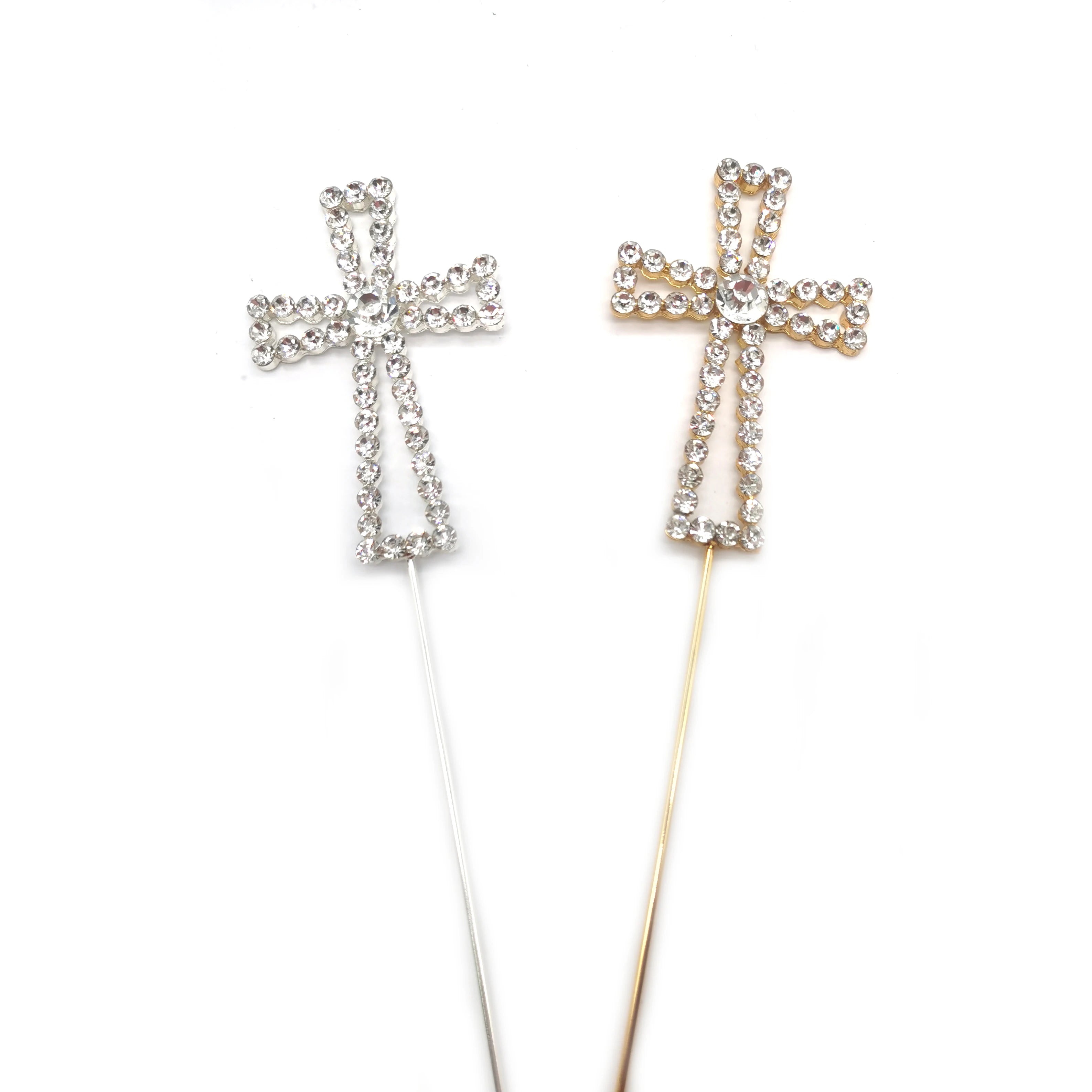 7cm Decorative Cross Crystal Rhinestone Cake Topper Cross Baptism Cake Topper for Christening Cake Decoration