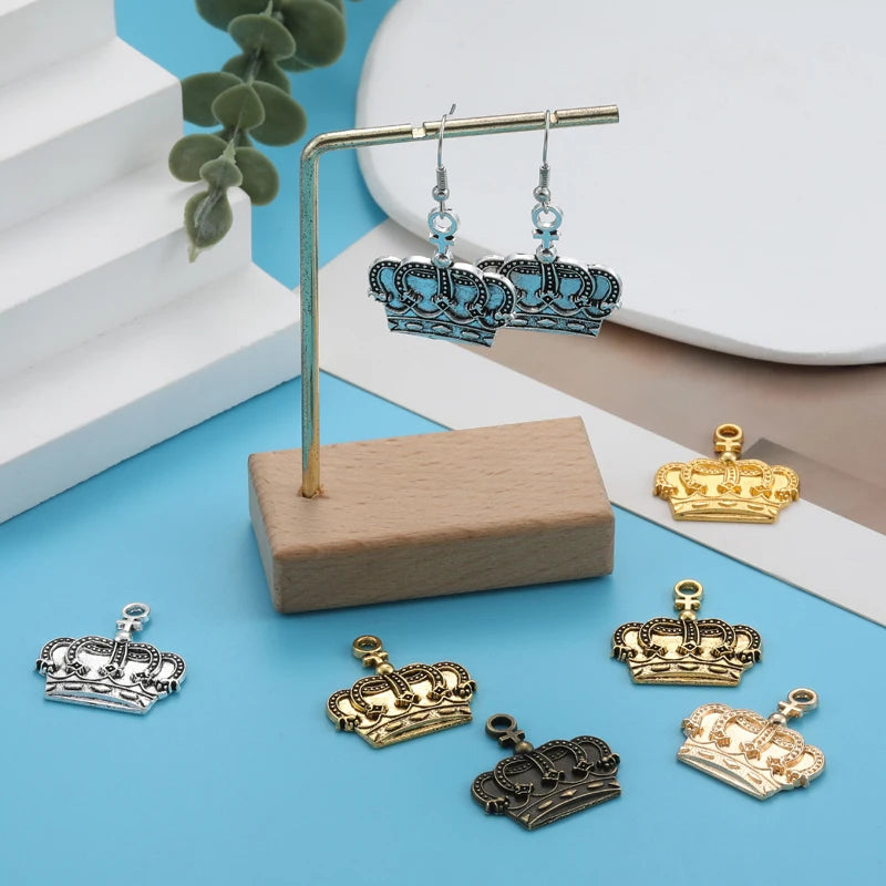 5 Colors Crowns Charms for Bracelet Necklace Earring Key Buckle Pendant DIY Handmade Jewelry Accessories 27*26mm N236