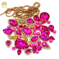 Wholesale 3D Rose Red Mixed Crystal Glass Rhinestones Pearls Chain with Gold Claw Sew-on Garment DIY Projects 12 Facets
