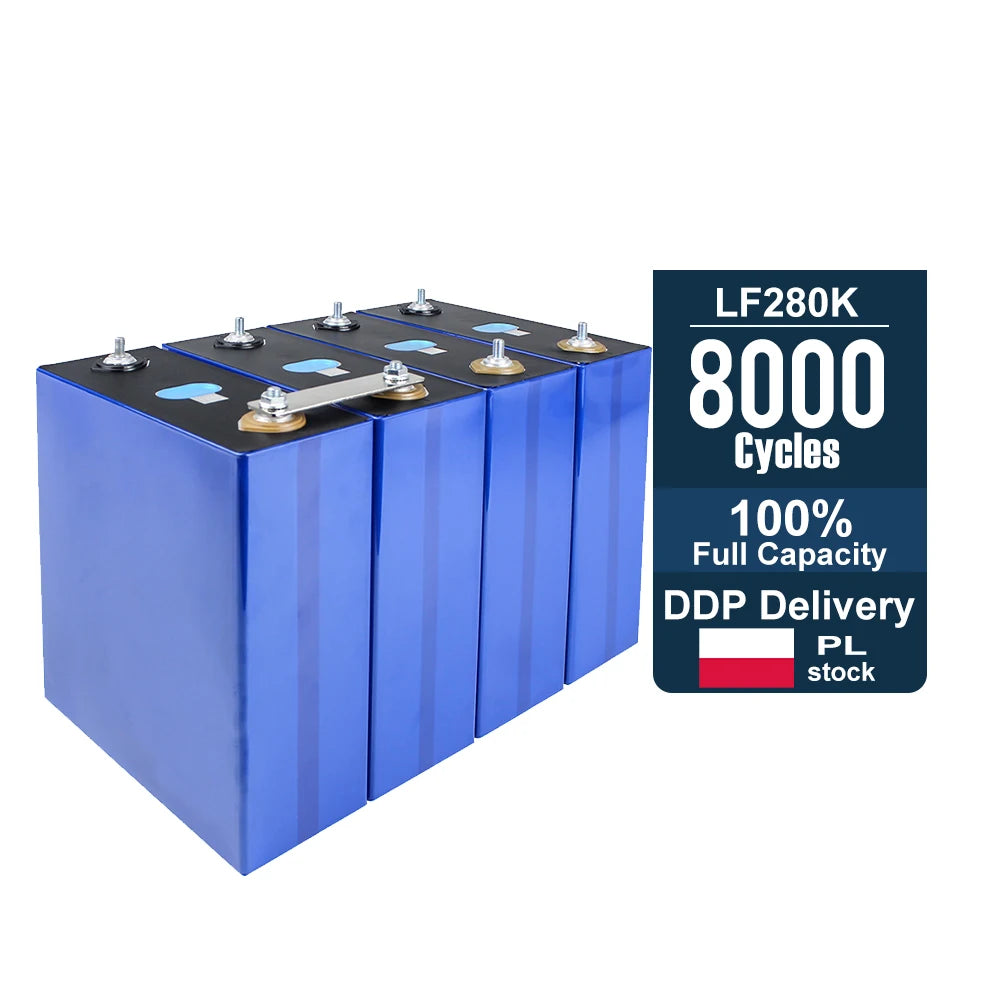 Free Shipping EU Stock Home Energy Storage Battery EVE Grade A 280Ah 3.2V Prismatic Lithium Ion Battery Cell for Solar System
