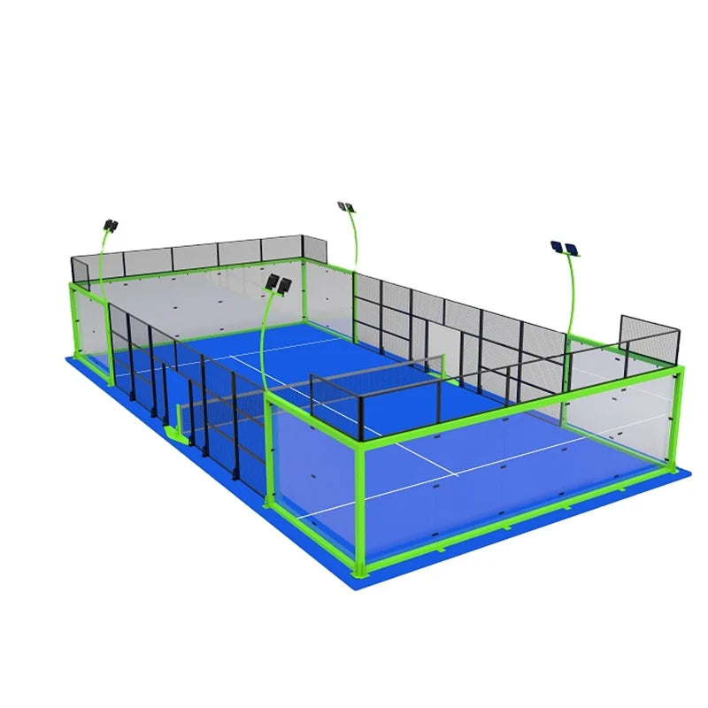 Custom Logo PADEL WORKER Professional Synthetic Paddle Tennis Court 20m*10m 12mm Tempered Glass 12mm Artificial Turf 3-Year