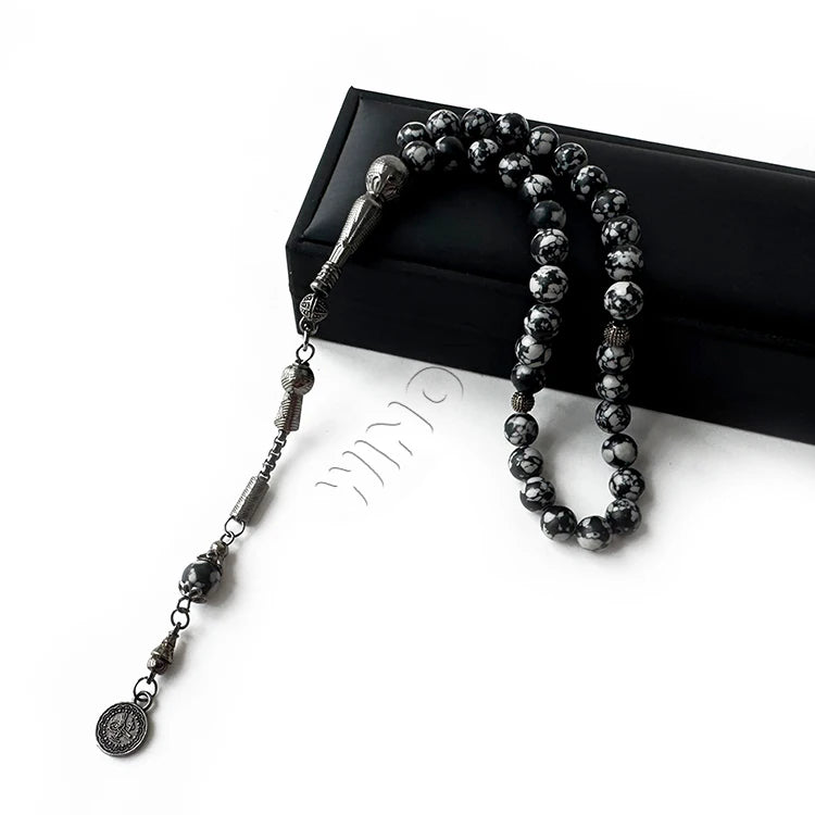 Fashional Designed Snowflake Obsidian Personalised Fashion Jewelry Religious Gift Rosary Beads Bulk