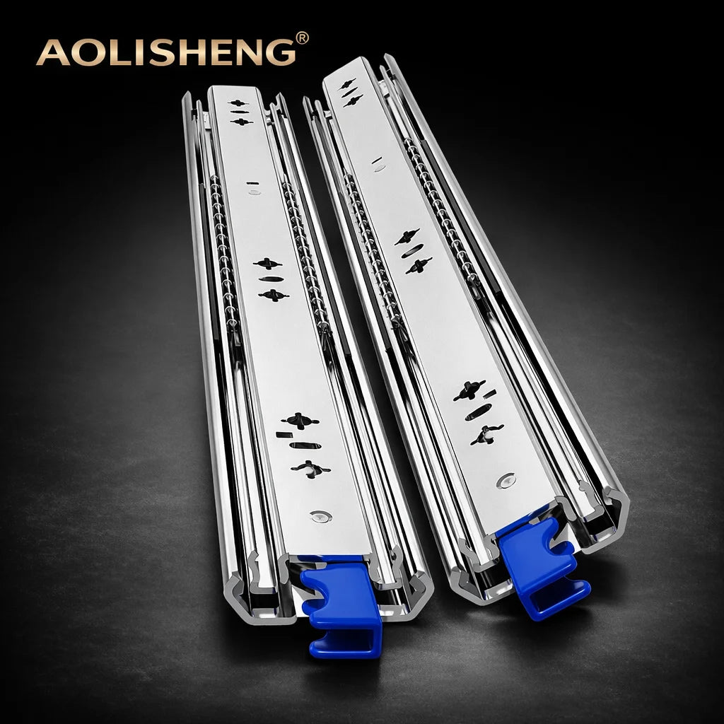 AOLISHENG Heavy Duty 53mm Zinc Plated Steel Full Extension Ball Bearing Drawer Slides