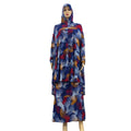 Hot Style Two-piece Sets Abaya Dubai Arab Muslim Tail Hooded Long Sleeve Khimar Skirt Suit Islamic Women Clothes Africa Flower