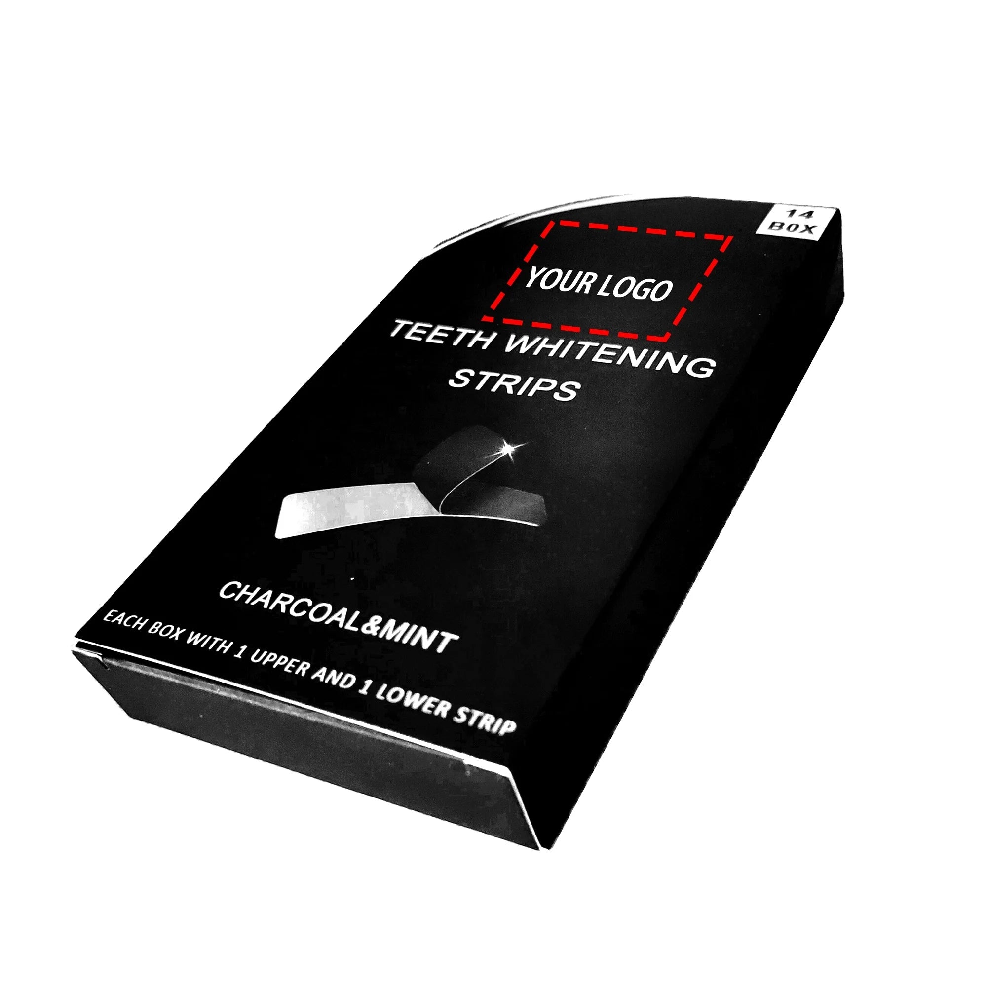 Hot Sell Charcoal Teeth Whitening Strips with Mint Flavor and Hydrogen Peroxide for Teeth Whitening