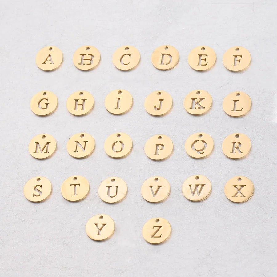 12mm Diy Jewelry Stainless Steel Hollow Letter Round Pendant for Necklace Bracelet Jewelry Accessories