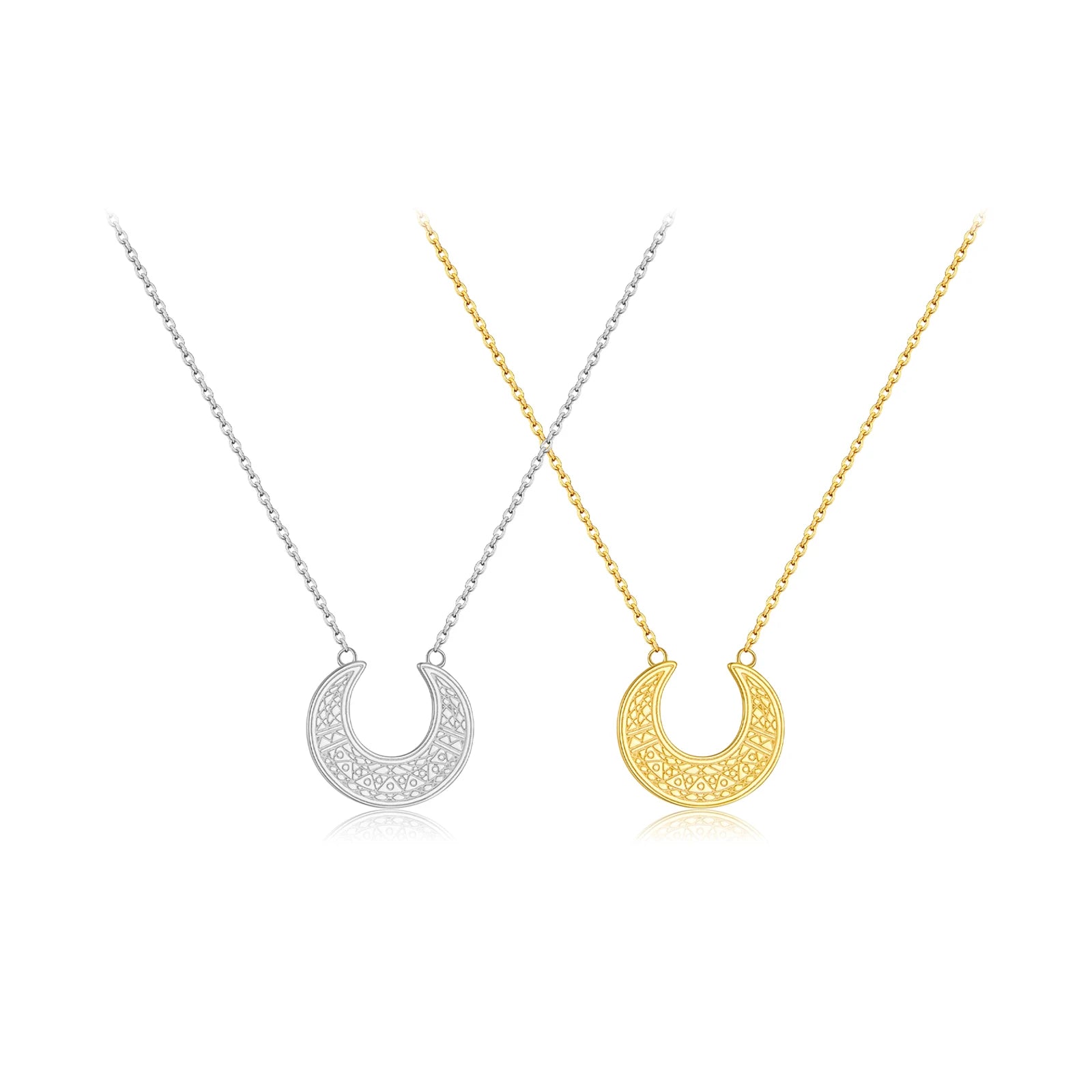 FUAMAY Fashion Gold Plated 925 Silver Crescent Pendant Necklace Dainty Women's Vintage Moon Necklace Suitable for Gift