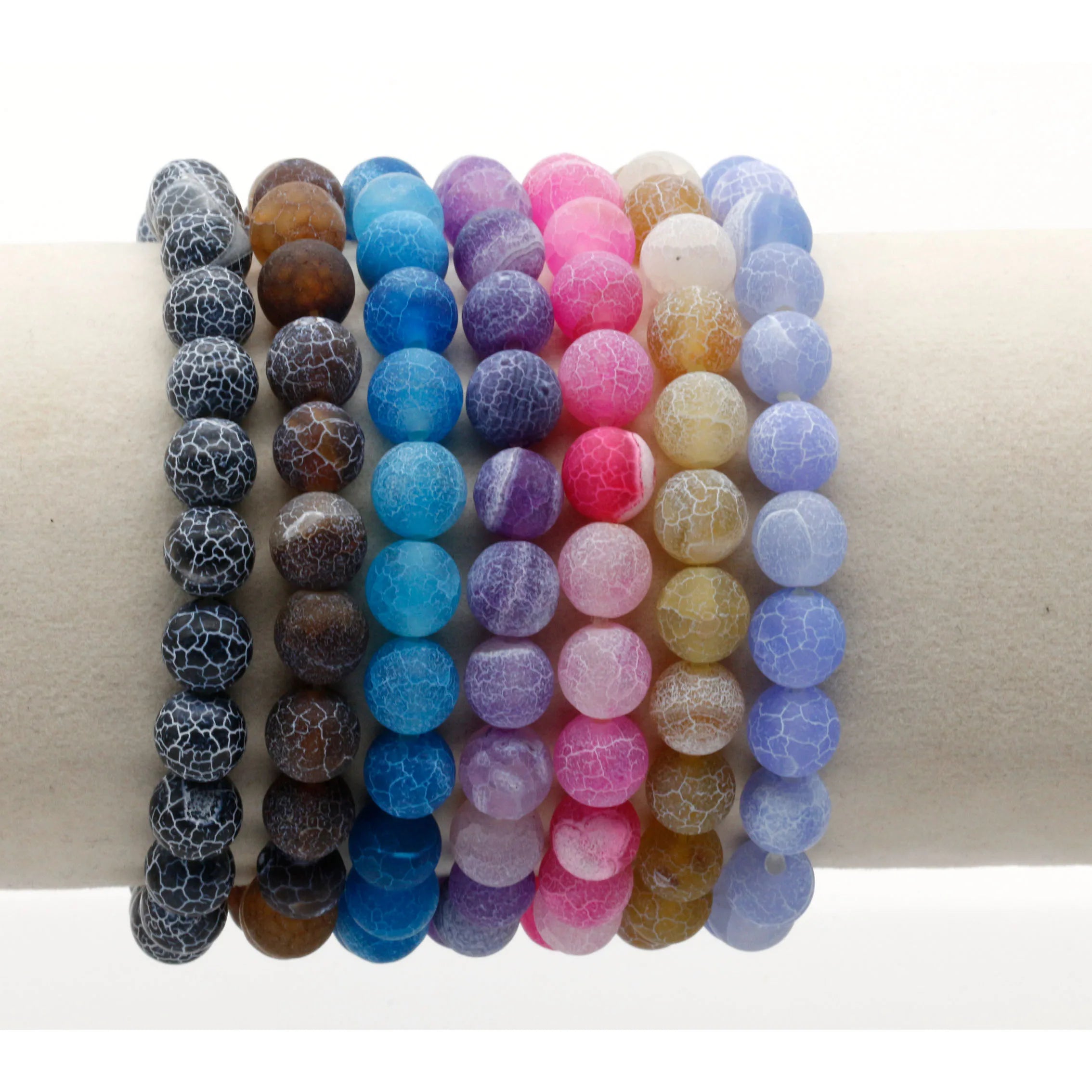 Hot Selling 8mm Weathered Agate Stone Bracelet Trendy Natural Gemstone Bead Bracelet for Women and Men for Anniversaries