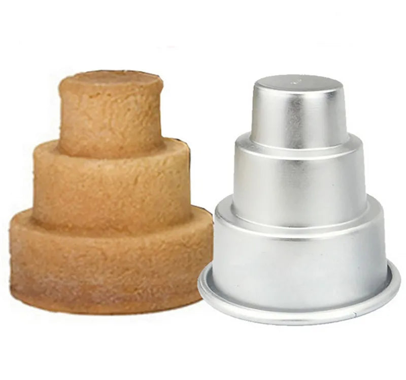 Mini 3 Tier Cake Pan Home Birthday DIY Pudding Cupcake Mould Aluminium Alloy Cookie Chocolate Baking Mold