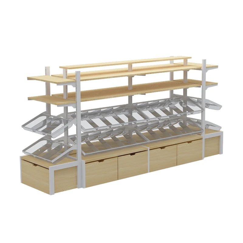 Supermarket Customized Metallic Light Duty 4-Layer Snack Display Racks Stand