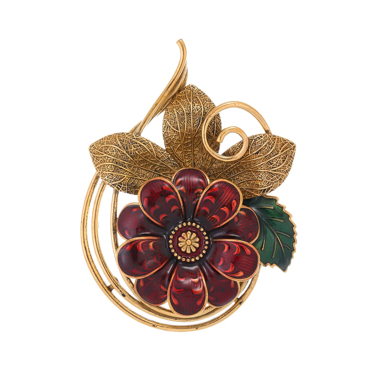 DAIHE XZ-090 Retro Enamel Floral Brooch with Advanced Design Sense Ideal for Suit and Tuxedo Outfits