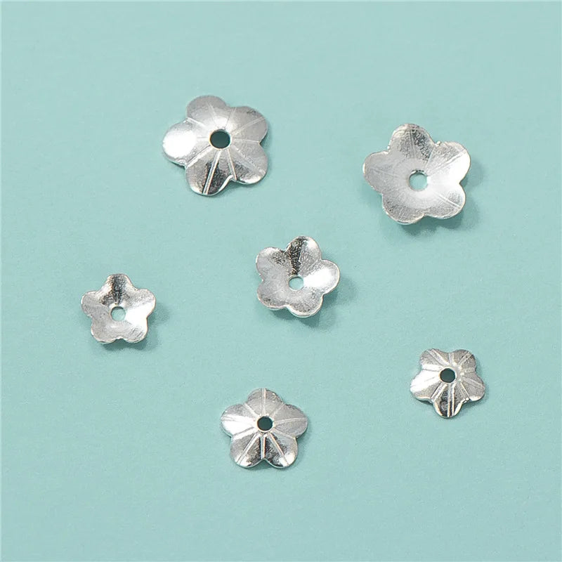 4mm 5mm 6mm Flower Bead Caps 925 Sterling Silver Flower Loose Spacer Bead Caps for Diy Jewelry Making Findings
