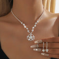 Wholesale Accessories: Korean Snowflake Full Diamond Necklace & Earrings Set for Women  High-End Douyin Style Jewelry